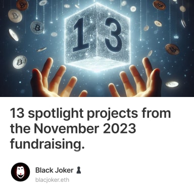 13 spotlight projects from the November 2023 fundraising. 1