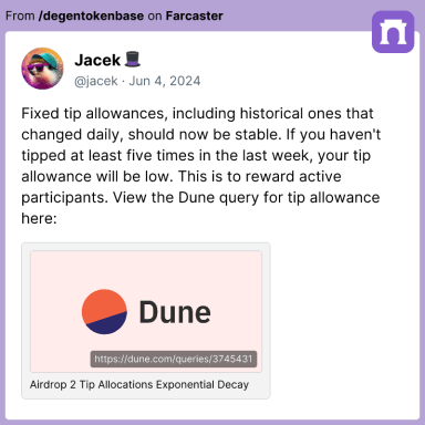 Jacek 🎩: Fixed tip allowances, including historical ones that changed daily, should now be stable. If you hav...