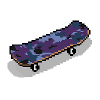 purple camo 8-bit skateboard