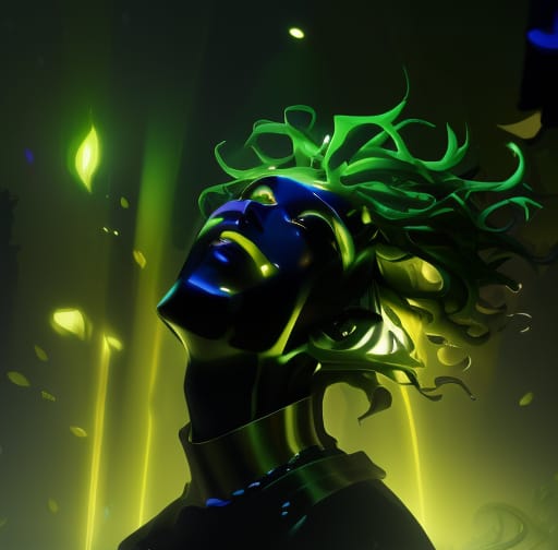 A guy in the agony of green flame